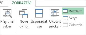 Příkaz Rozdělit na pásu karet