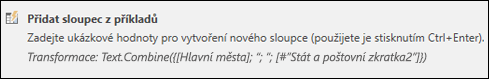 Power Query – sloupec z příkladů – vzorec vlastního sloupce