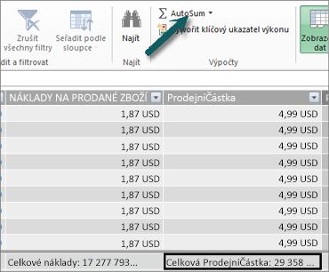 AutoSum button in Power Pivot