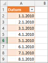 Sloupec kalendářních dat v PowerPivotu