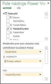 Seznam polí Power View