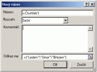 Úprava dialogového okna Název pomocí vzorce