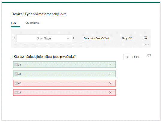 Zkontrolujte odpovědi kvízů.