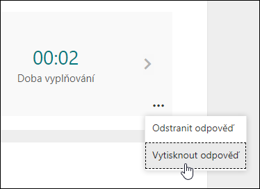 Možnost vytisknout odpověď v Microsoft Forms