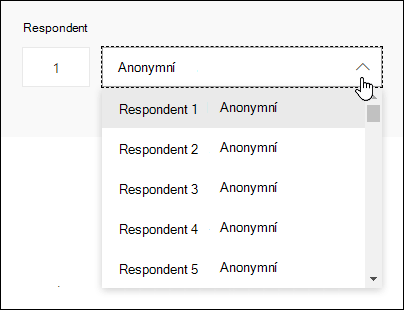 Zobrazení rozevíracího seznamu respondentů v Microsoft Forms