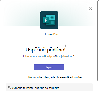 Volba místa pro použití aplikace Forms