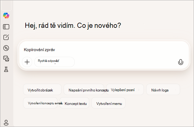 Snímek obrazovky znázorňující bezplatnou verzi Copilotu pro uživatele, který není přihlášený
