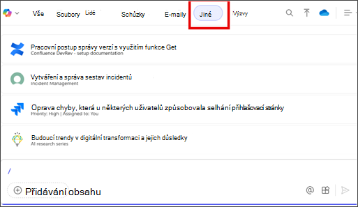 Další karta zvýrazněná v nabídce ContextIQ .