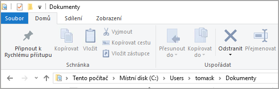 Umístění výchozí složky Dokumenty