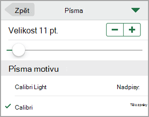 Změna velikosti písma