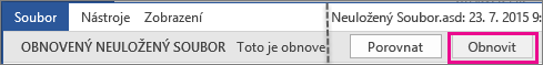 Obnovení dokumentů Office 2016