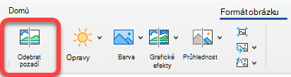 Možnost Odebrat obrázek je v aplikacích Office na kartě Formát obrázku.