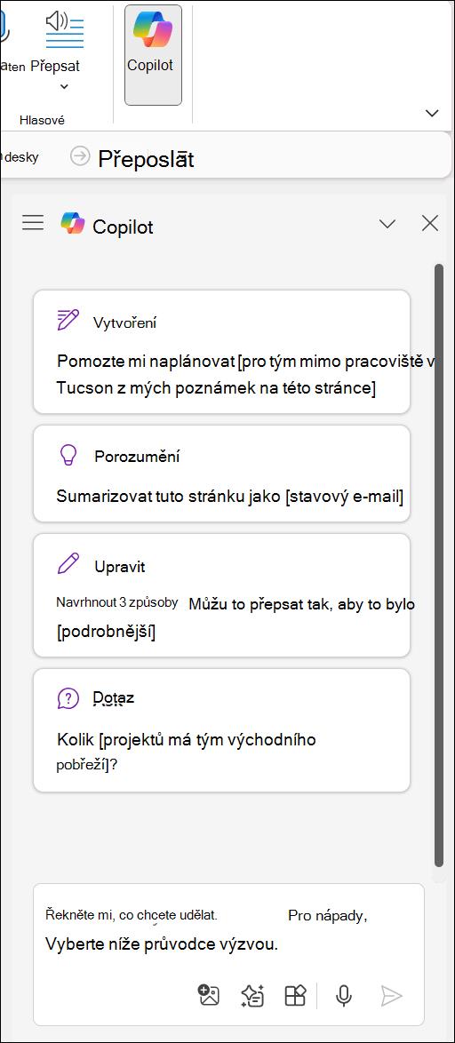 Přístup k tlačítku Copilot ve OneNotu