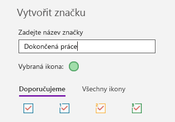 Vytváření vlastních značek ve OneNotu pro Windows 10