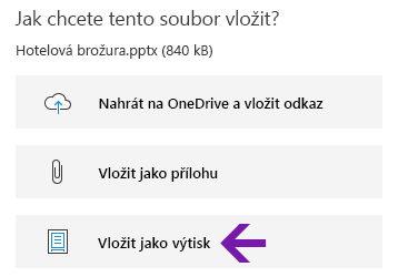 Možnost výtisku souborů ve OneNotu pro Windows 10