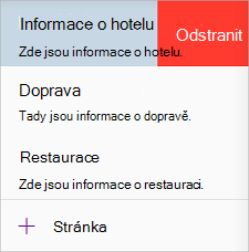 Odstranění stránky ve OneNotu pro iOS