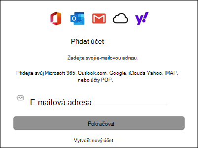 Přidání účtu do aplikace Outlook pro Mac