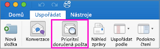 Tlačítko Prioritní doručená pošta na kartě Uspořádání na pásu karet