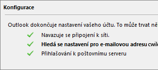 Třetí stránka průvodce přidáním nového účtu