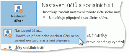Příkaz Nastavení účtu v zobrazení Backstage