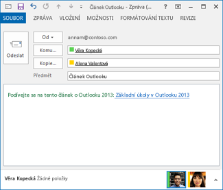 revised hyperlink text in an email message