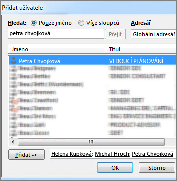 Přidání úrovně oprávnění uživatelům