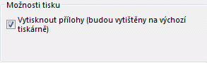 Možnosti tisku příloh v dialogovém okně Tisk