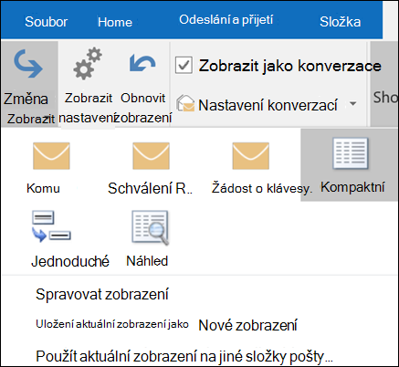 Vyberte Změnit zobrazení a vyberte nové zobrazení.