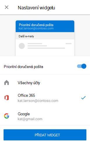 Přidání widgetu E-mail na Androidu