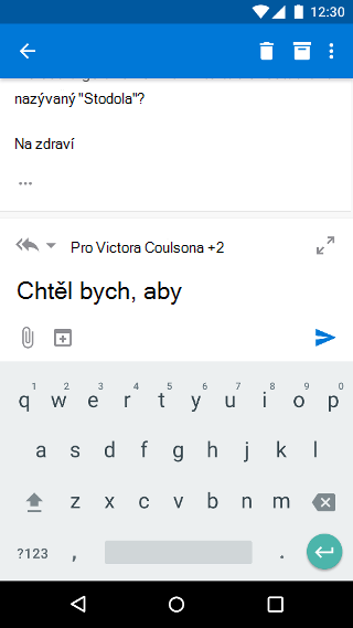 Psaní e-mailu v Outlooku Mobile
