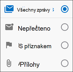 Vyberte, jak chcete filtrovat zprávy.