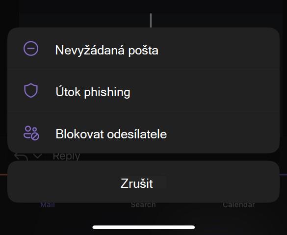 Podnabídka Nevyžádaná pošta pro Outlook Mobile