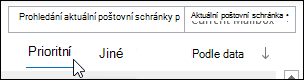 Filtrování prioritních nebo jiných
