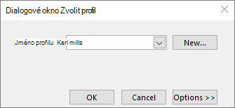 Dialogové okno Zvolit profil s názvem nového profilu