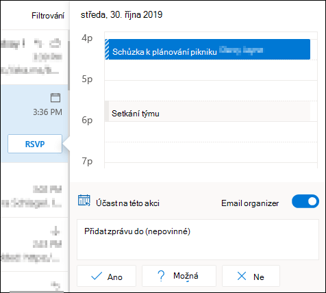 Možnosti pro RSVP