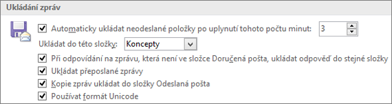 Uložení položek do původní složky
