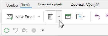 Vybrána šipka dolů nástroje Čištění konverzace