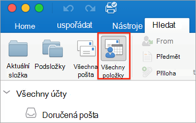 Zobrazí tlačítko Všechny položky na kartě Hledání.