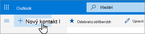 Snímek obrazovky s tlačítkem Nový kontakt