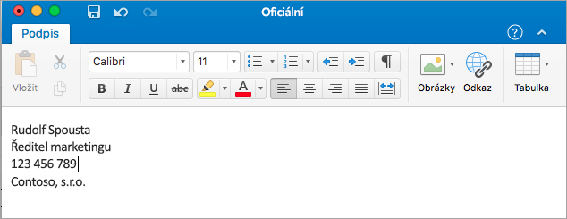 Zobrazuje editor podpisu.