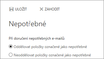 Možnosti funkce Nepotřebné