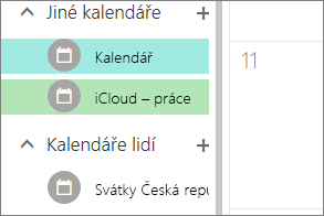 Kalendář iCloudu zobrazený v části Další kalendáře v aplikaci Outlook pro web