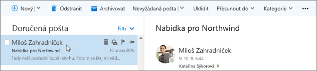 Snímek obrazovky s řádkem nabídek.