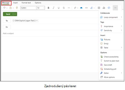 Zobrazení pro Outlook na webu.