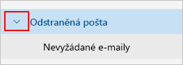 Snímek obrazovky zobrazující rozbalování složky Odstraněná pošta.