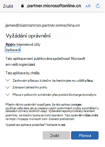 Nastavení e-mailu pomocí aplikace Pošta v iOSu, snímek obrazovky sedm