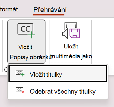 Vložení titulků pro video v PowerPointu.