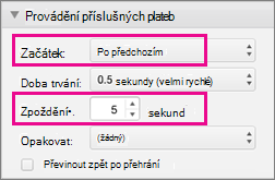 Display bullet points automatically by setting timing to After previous and specifying a delay