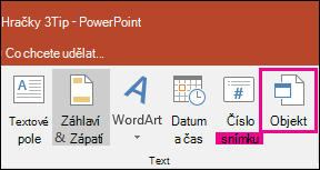 object selection on insert tab