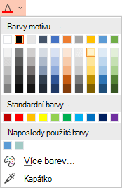 Vyberte šipku dolů u tlačítka Barva písma. Otevře se nabídka barev.